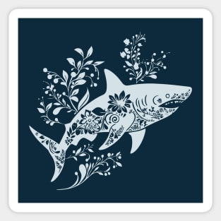 Floral Shark – Fierce Meets Elegant Sticker